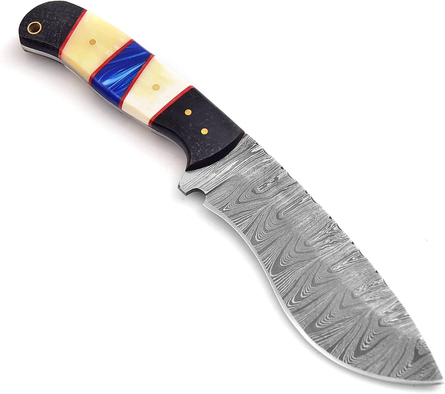 9.75 Inch Handmade Damascus Steel Fixed Blade Hunting knife with  Micarta, Razor and Camel Bone Handle