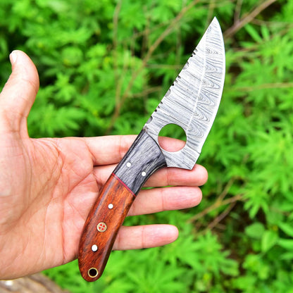 8.5 Inches Fixed Blade Bushcraft Knife with Pakka Wood & Rose Wood Handle