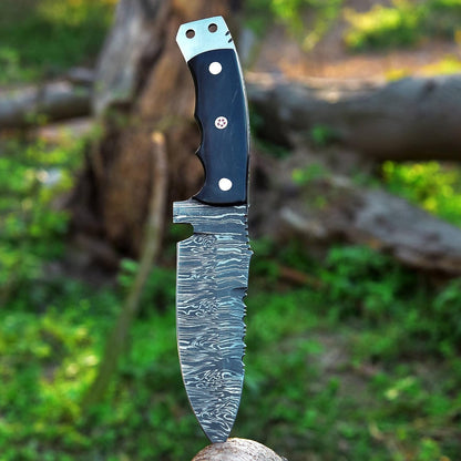 9 Inches Fixed Blade Bushcraft Knife with Buffalo Horn Handle