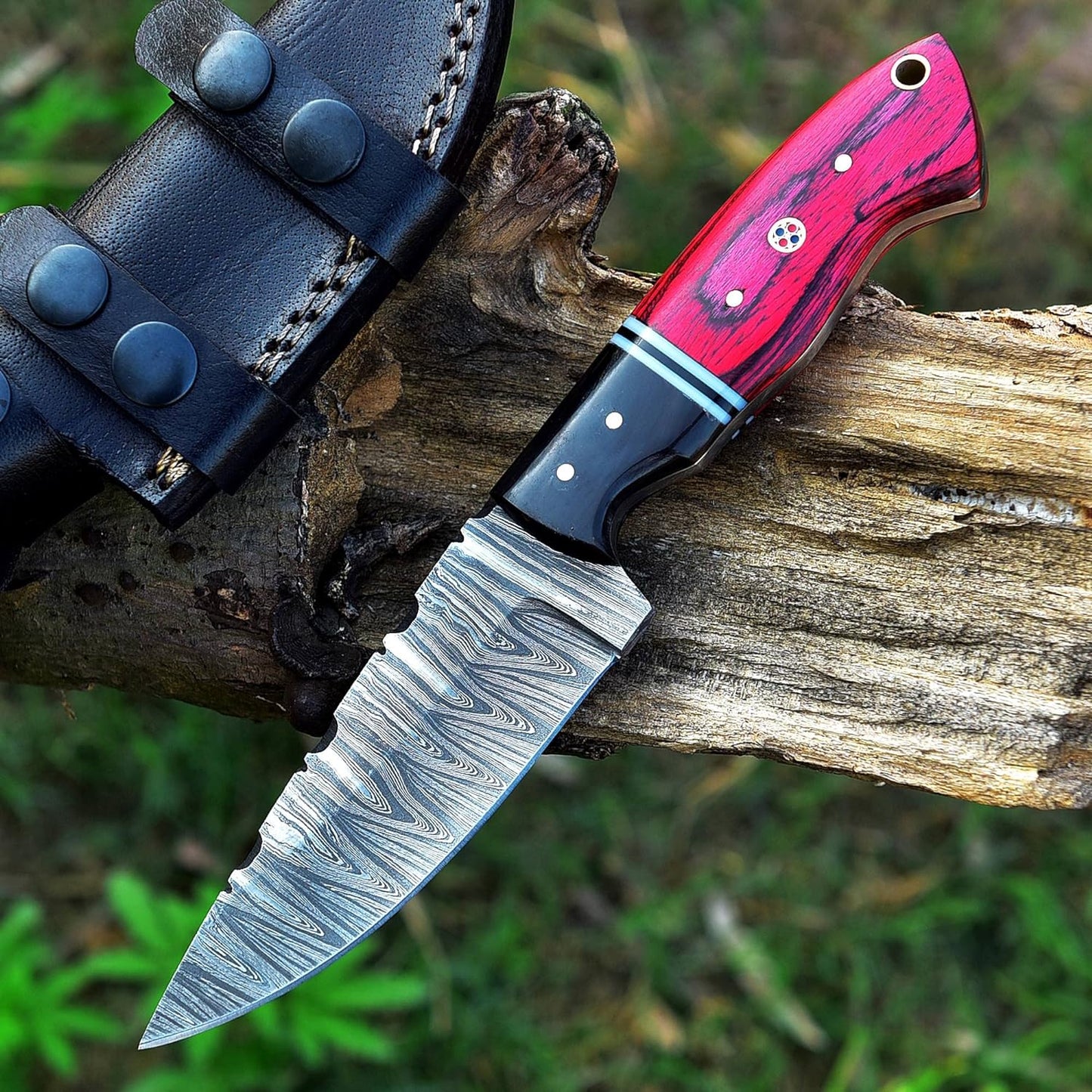 8.75 Inches Fixed Blade Bushcraft Knife with buffalo Horn & Pakka Wood Handle