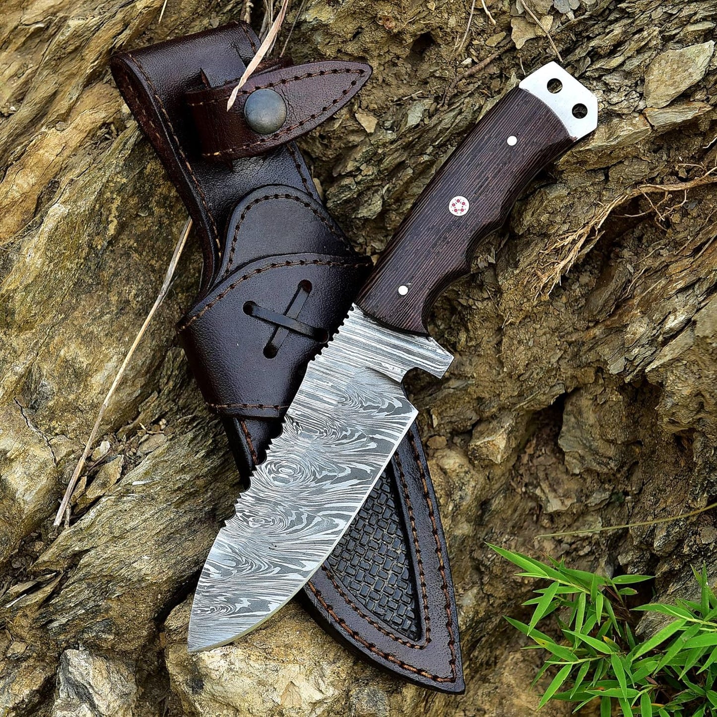 9 Inches Fixed Blade Bushcraft Knife with Wenge Wood Handle