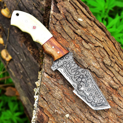 8.5 Inches Fixed Blade Knife with Camel Bone & Rose Wood Handle