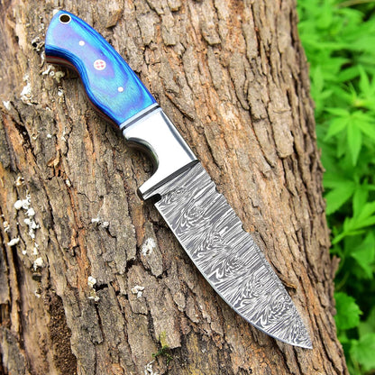 9 Inches Fixed Blade Bushcraft Knife with Pakka Wood Handle