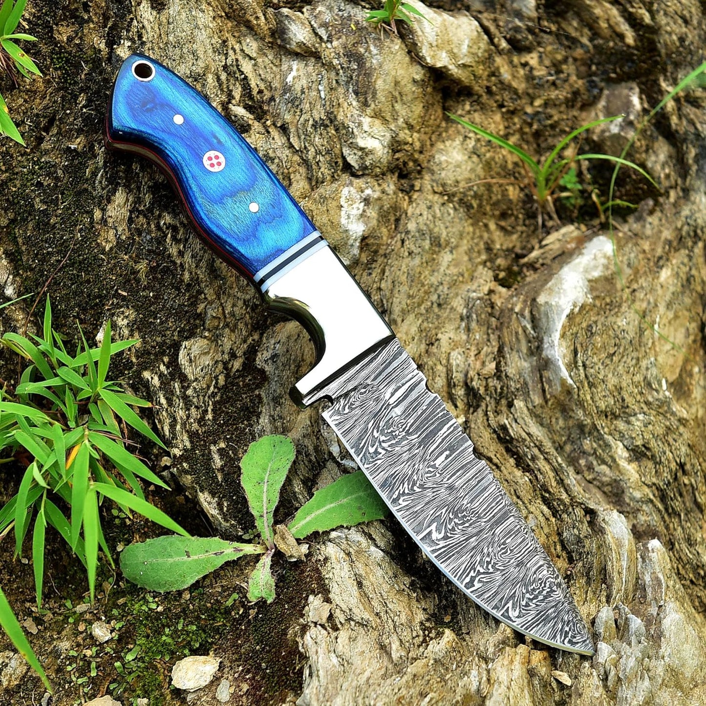 9 Inches Fixed Blade Bushcraft Knife with Pakka Wood Handle