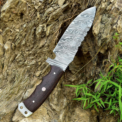 9 Inches Fixed Blade Bushcraft Knife with Wenge Wood Handle