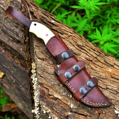 8.5 Inches Fixed Blade Knife with Camel Bone & Rose Wood Handle