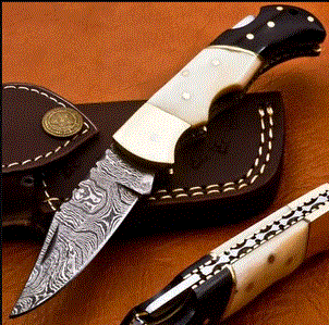 Folding Knife With Leather Cover